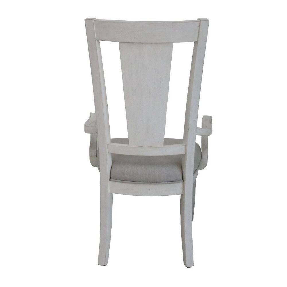 Alt View 3. Manhattan Lane - Kate 24 Inch Dining Armchair Set of 2, Light Gray Linen, White Wood Frame - Gray, White.