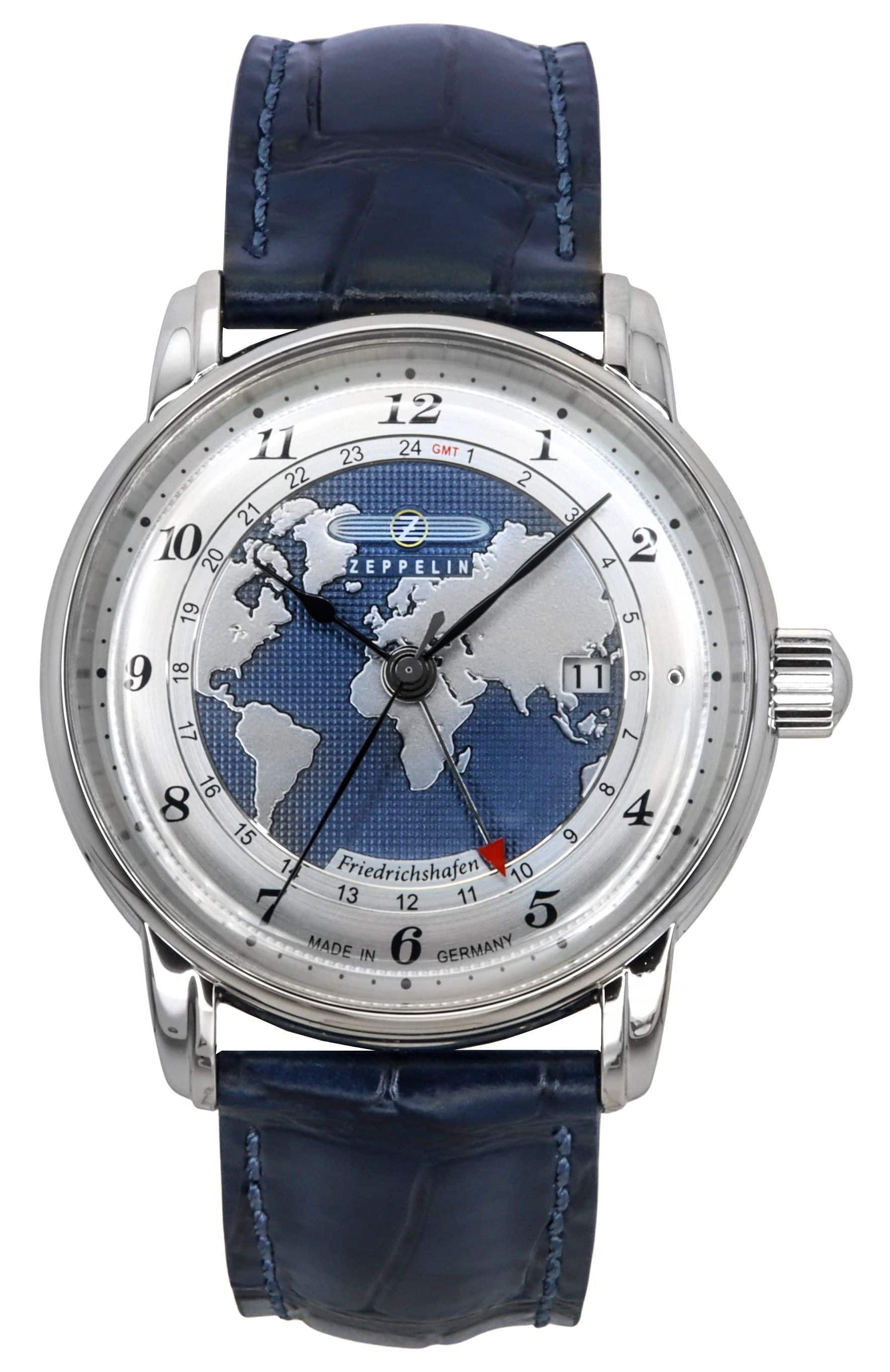 Zeppelin - Friedrichshafen GMT Leather Strap Dial Automatic 85963 Men's Watch - Blue