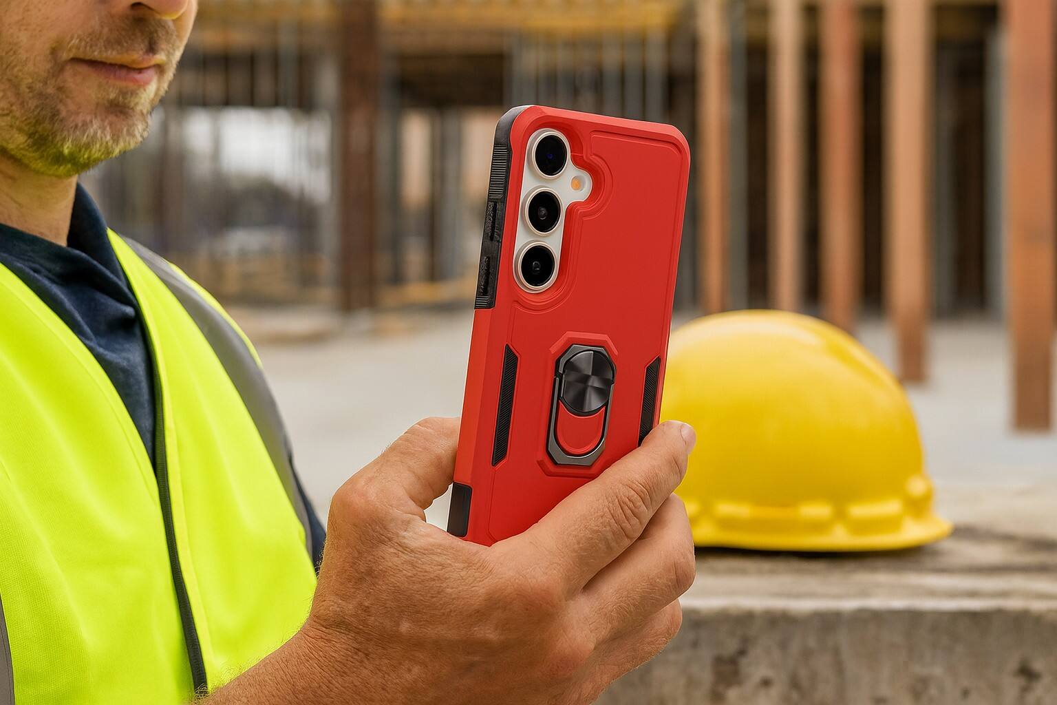 Alt View 5. SaharaCase - Raider Series Kickstand Case for Samsung Galaxy S25 FE - Viper Red - Red.