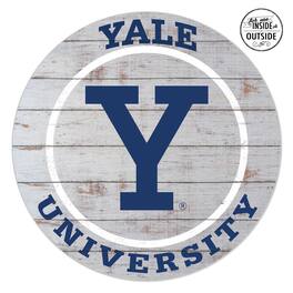 Jardine - Yale Bulldogs 20'' x 20'' Indoor/Outdoor Weathered Circle Sign - White