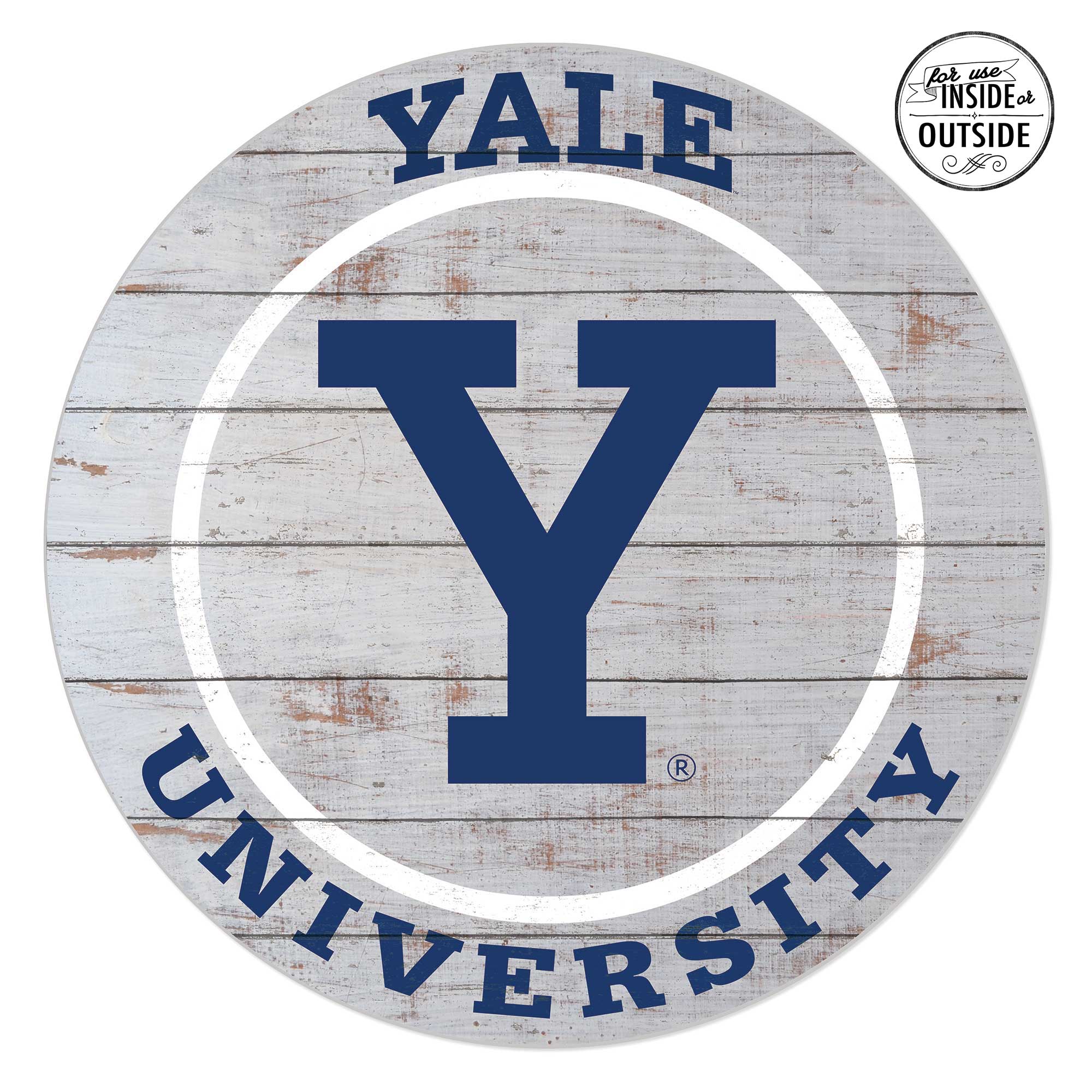 Yale Bulldogs 20'' x 20'' Indoor/Outdoor Weathered Circle Sign