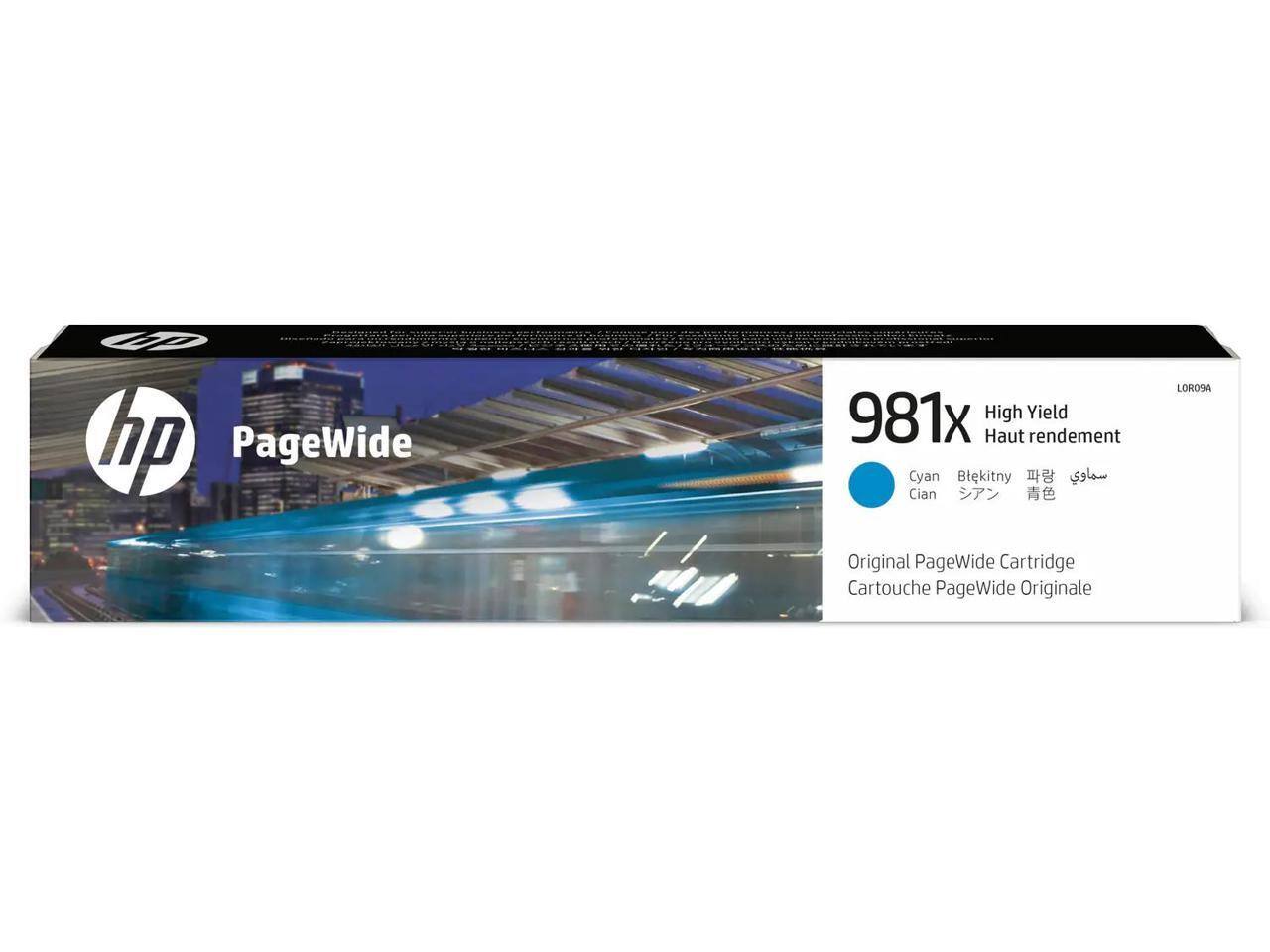 HP PageWide 981x High Yield Haut rendement Cyan Blakitny Cian Original PageWide Cartridge Cartouche PageWide Originale