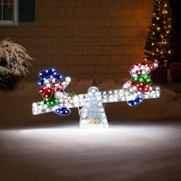 Northlight - Lighted Holographic Snowmen on See Saw Outdoor Christmas Decoration - 46" - Multicolor - Multi