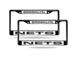 Rico Industries - Brooklyn Nets NBA Black Metal (Set of 2) Laser Cut License Plate Frames - Multi