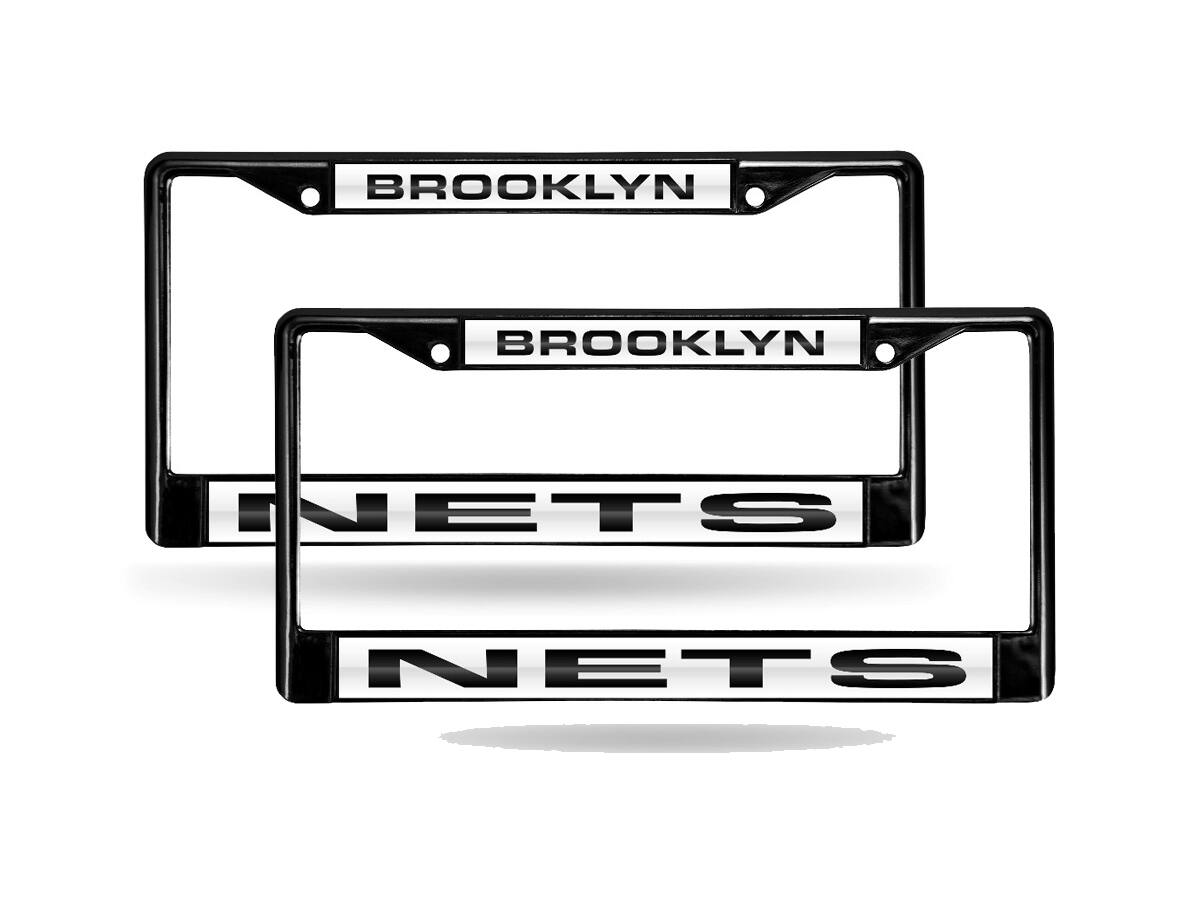 Brooklyn Nets NBA Black Metal (Set of 2) Laser Cut License Plate Frames