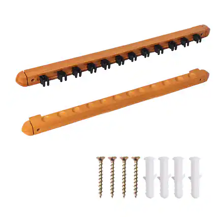 Front. GSE Games & Sports Expert - 2-Piece Wood 12 Billiard Pool Cue Rack Wall Mounted Holders, Pool Cue Sticks Wall Rack Set - Oak - Oak.