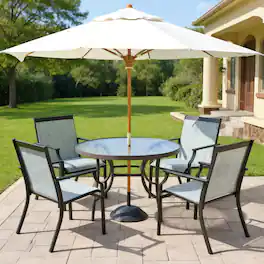 Kadyn - 4 Piece Patio Dining Chairs Large Outdoor Chairs with Breathable Seat and Metal Frame- Patio Cushioned Sofa - Blue