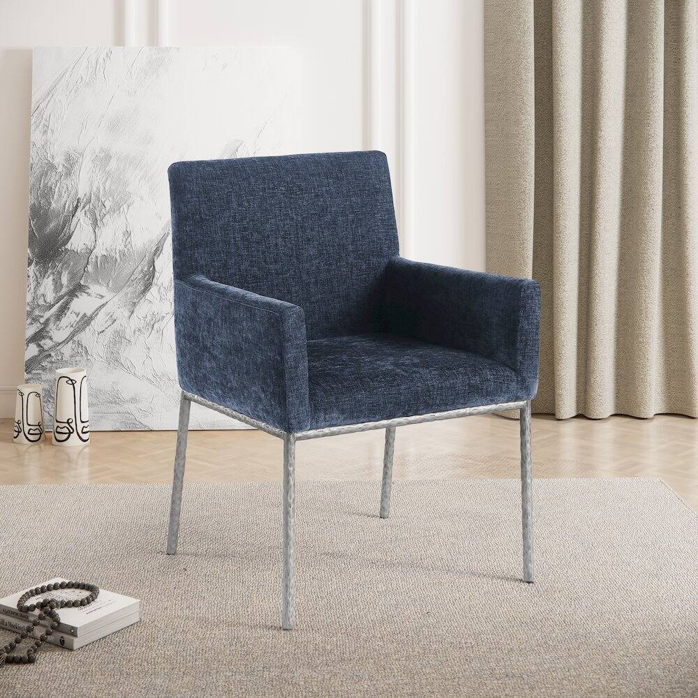 Alt View 1. Meridian Furniture - Reeves Navy Chenille Fabric Dining Chair, Set of 2 - Blue.
