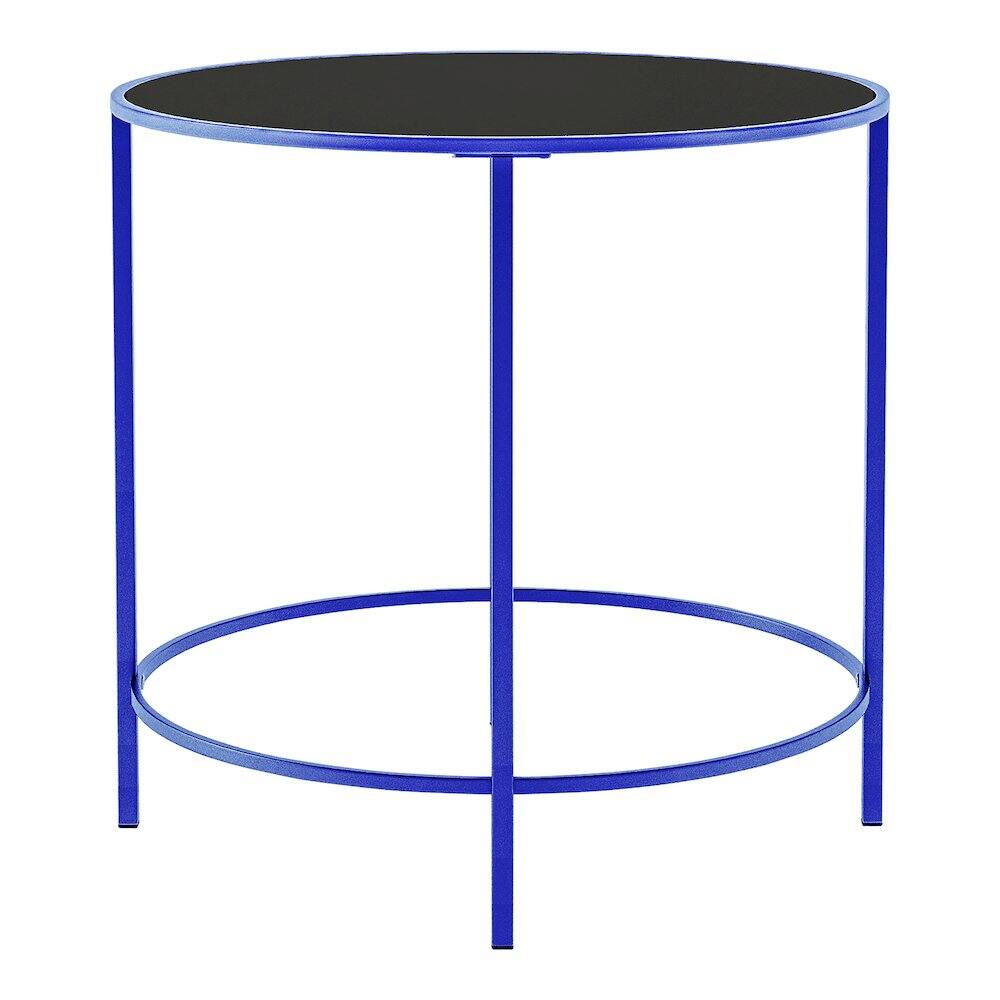 Alt View 2. Furniture of America - Keefer Contemporary Glass Top Side Table - Blue.