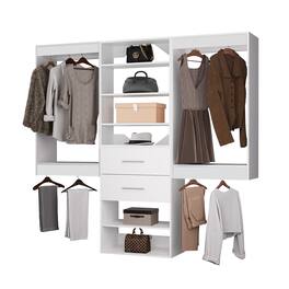 Roomtec - 60 in White Modular Closet System Unit-Customizable Wall Mounted Walk-In Closets for Bedroom or Walk-in Closet - White