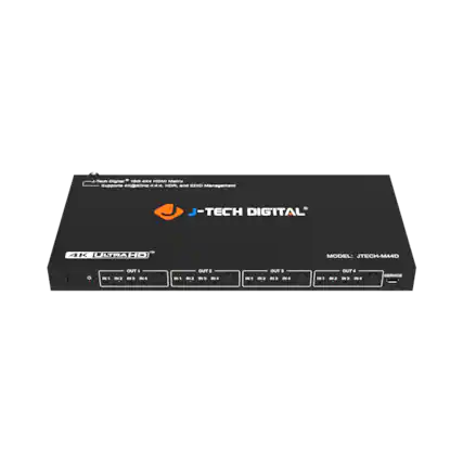 J-TECH DIGITAL 4K ULTRAFID MODEL JTECH-M44D OUT 1: IN 1 IN 2 IN 3 IN 4 OUT 2: IN 1 IN 2 IN 3 IN 4 OUT 3: IN 1 IN 2 IN 3 IN 4 OUT 4: IN 1 IN 2 IN 3 IN 4 SERVICE