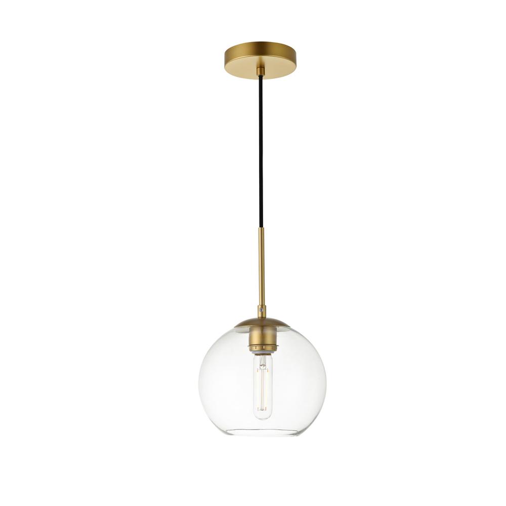 Alt View 3. Living District - Baxter 1 Light Brass Pendant With Clear Glass - Brass And Clear.