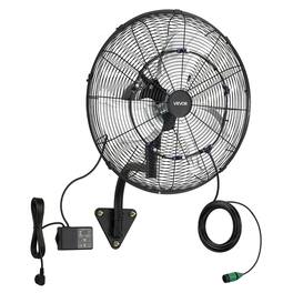 VEVOR - Wall Mount Fan, 20 in Wall Mounted Hanging Fan with Oscillating & Mist, Remote, IP44-rated, 3-Speed, 18h Timer - Black
