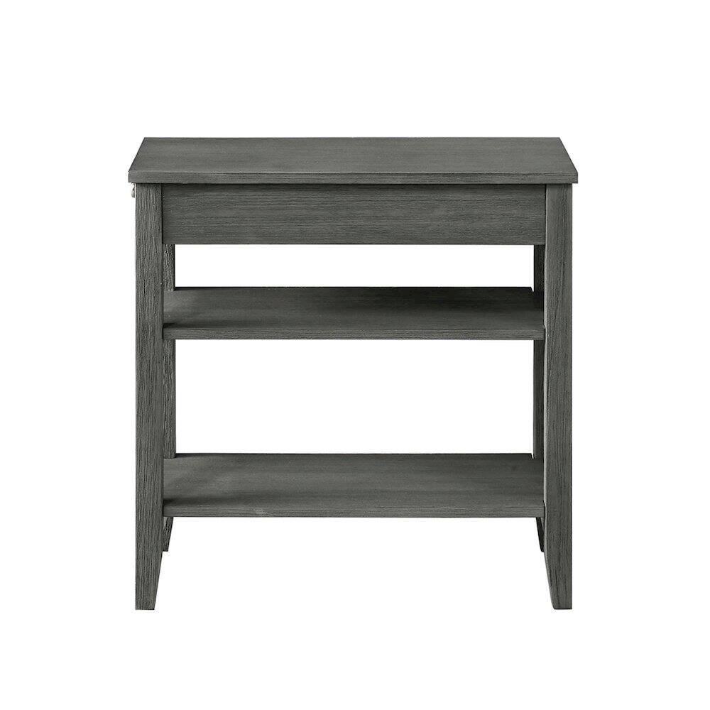 Back. FurniFact - Chairside End Table with Drawer - Wirebrush Dark Gray.