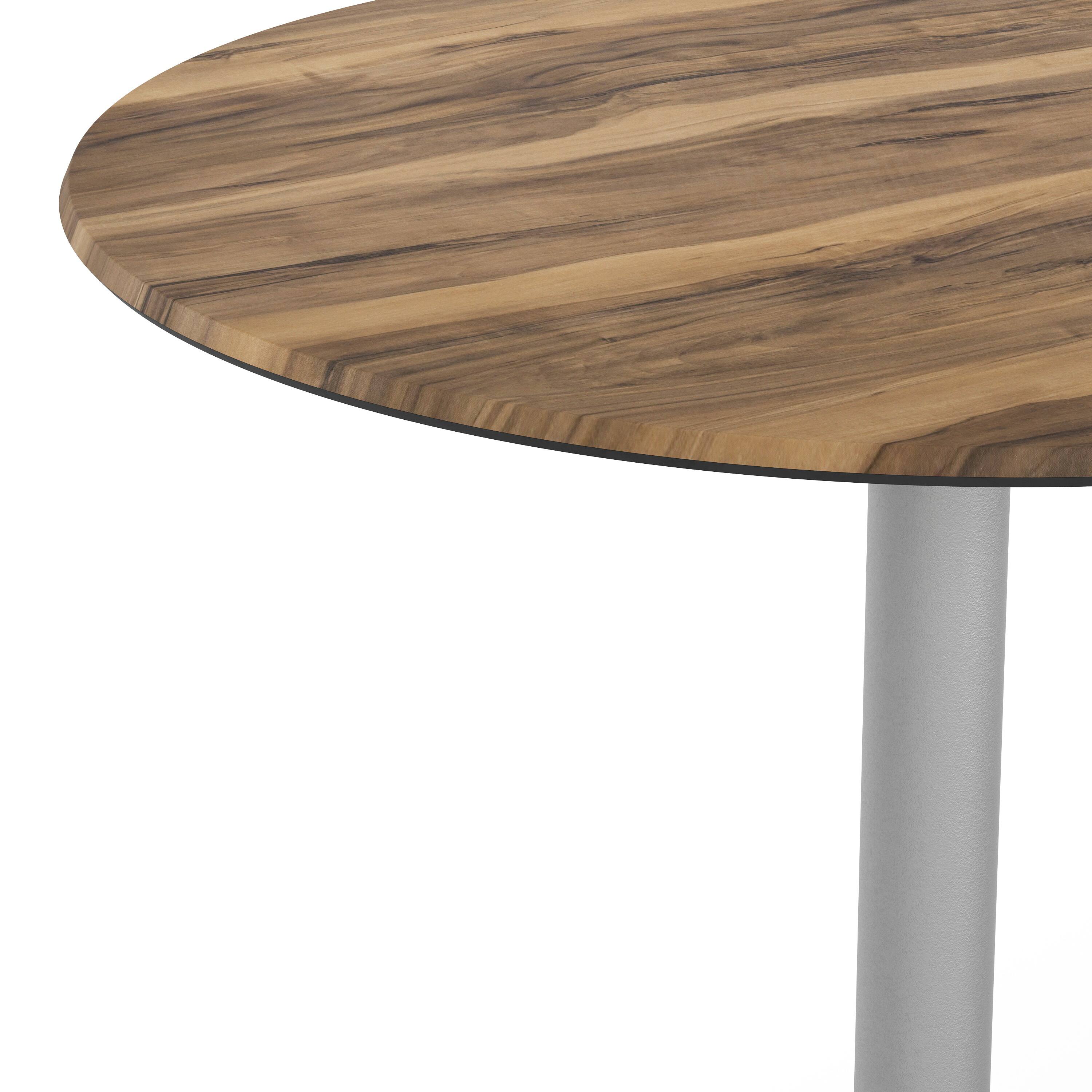 Alt View 9. Emma + Oliver - PureShield Indoor Outdoor Tabletop with Seam-Free Surface Innovation and Cast Iron Bistro Table Base - Natural/Silver Base.