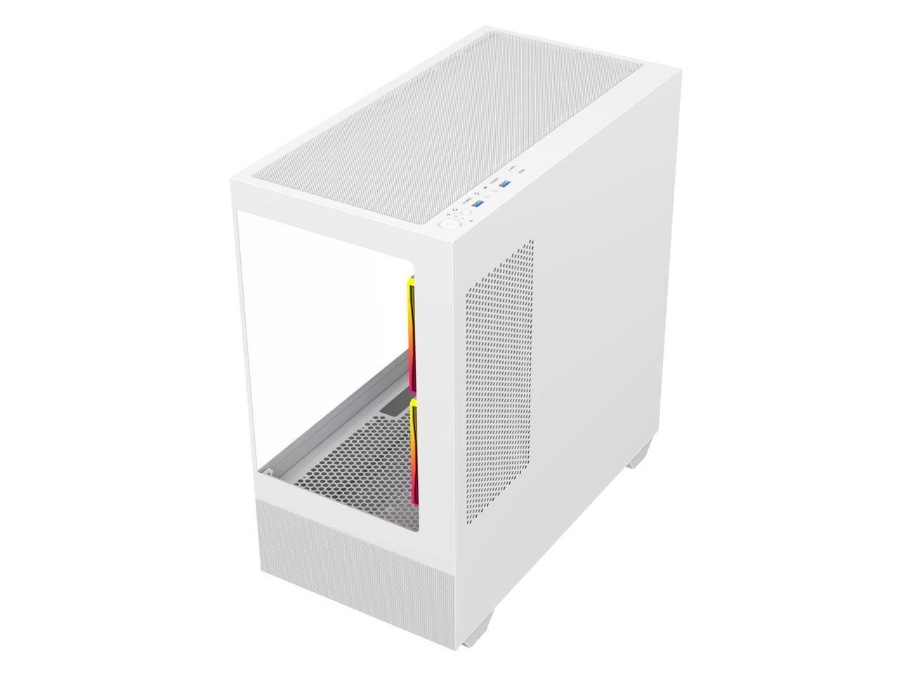 Alt View 9. DIYPC - DIYPC ARGB-N5-W White USB3.0/Type C Mid Tower Case w/ Tempered Glass & ARGB Fans - White.