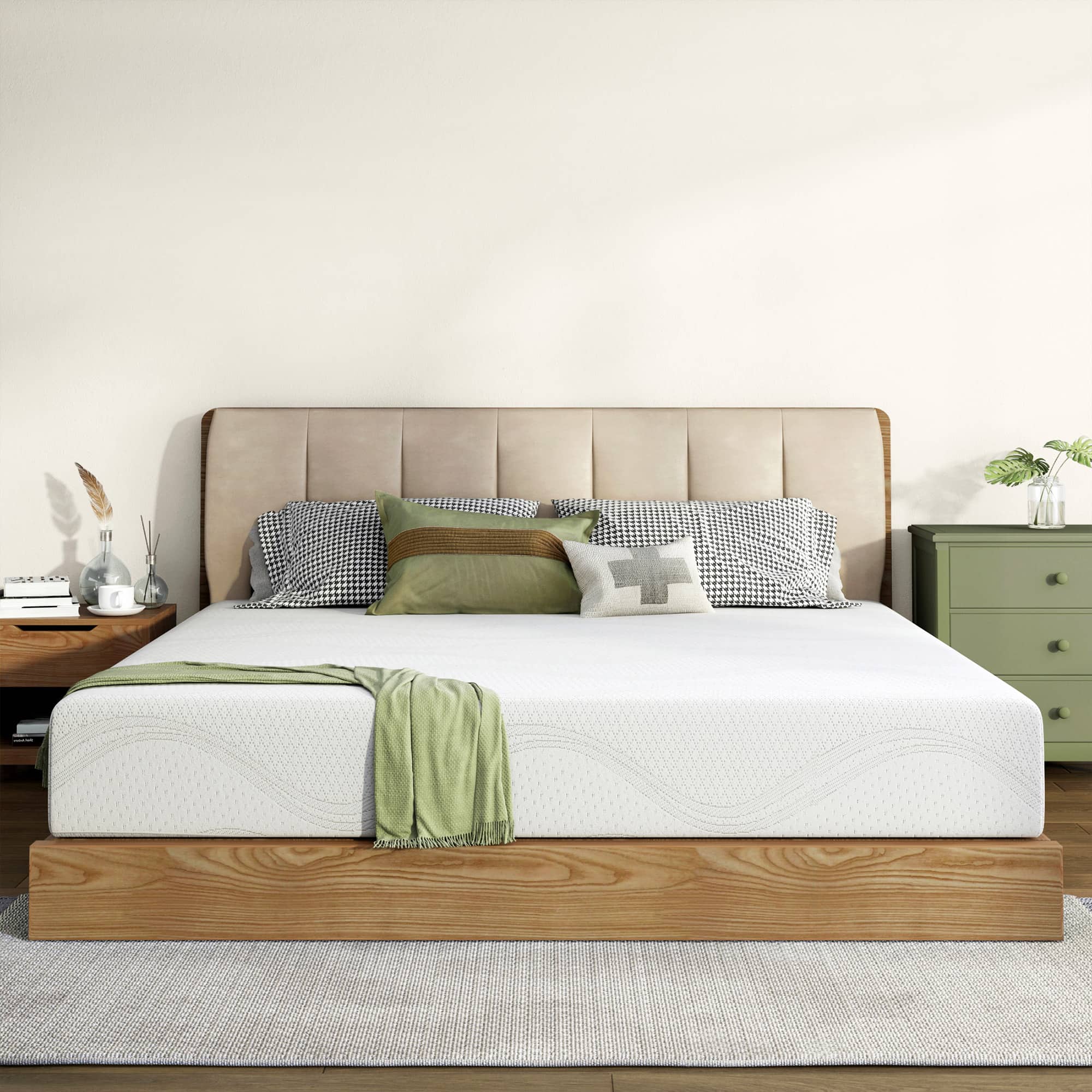 Ecooso - Queen 10-Inch Memory Foam Mattress with Cooling Gel, CertiPUR-US Certified - White