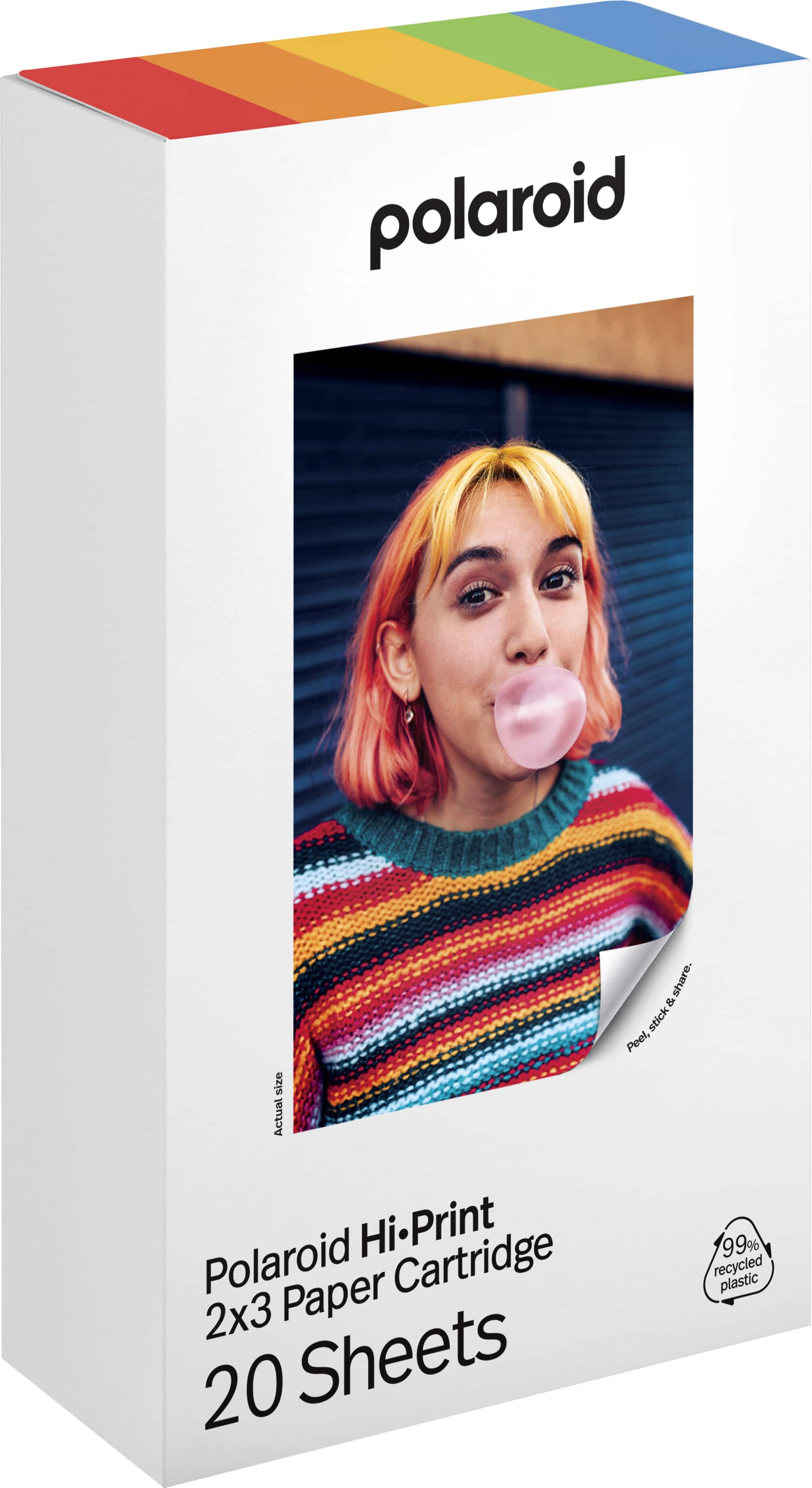 Polaroid Hi-Print Paper Cartridge 2x3 20 Sheets share & stick Peel, 99% recycled plastic