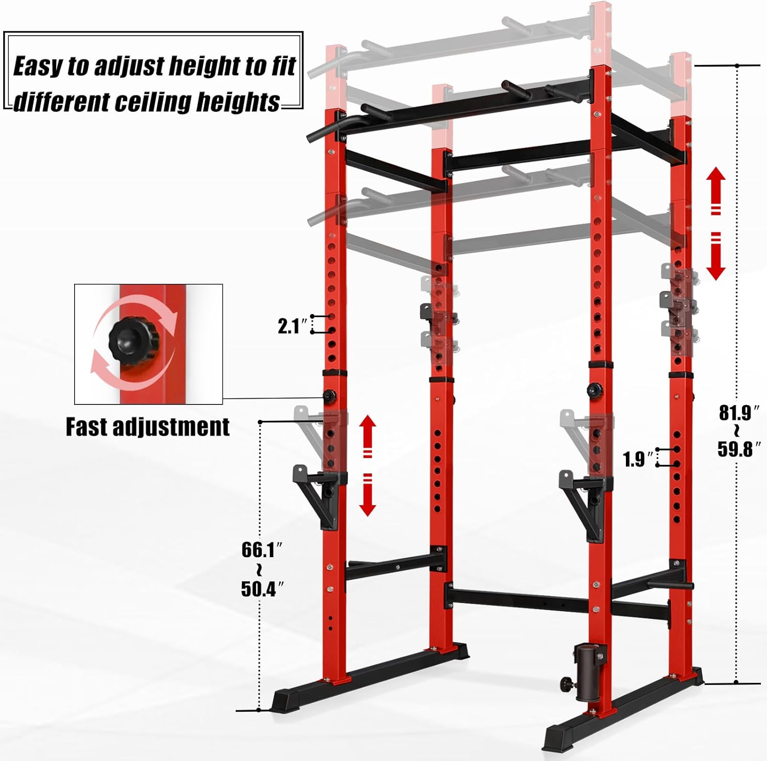 Easy to adjust height to fit different ceiling heights

Fast adjustment

2.1"

1.9"

81.9"

59.8"

66.1"

50.4"