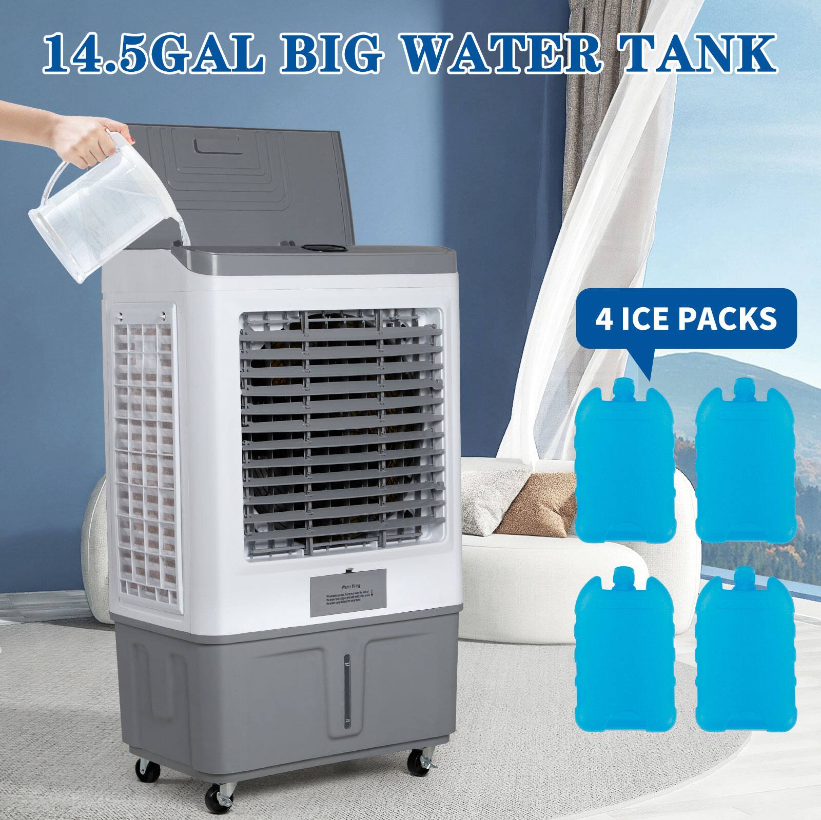 14.5 GAL BIG WATER TANK  
4 ICE PACKS