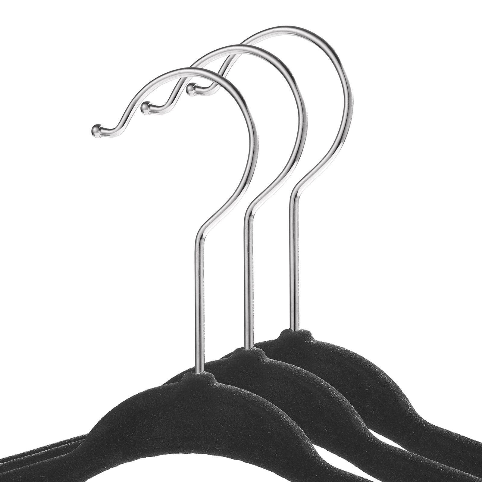 Alt View 1. Casafield - 50 Velvet 11-in Baby Hangers - Black.
