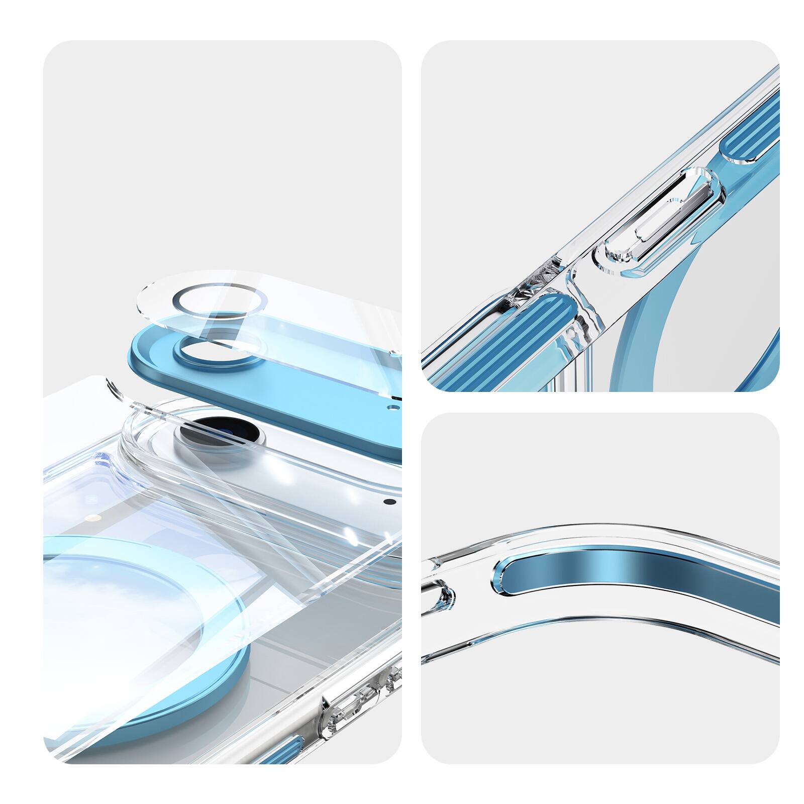 Alt View 1. Dteck - Magnetic Clear Phone Case for Apple iPhone Air with Metal Rotating Kickstand,Shockproof PC+TPU Slim Transparent Cover - Blue.