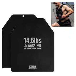 VEVOR - Weight Vest Plates, 14.5 LB Pairs, Premium Steel Weighted plates, Contoured Ergonomic Fit – WODs, Additional Weight - Black