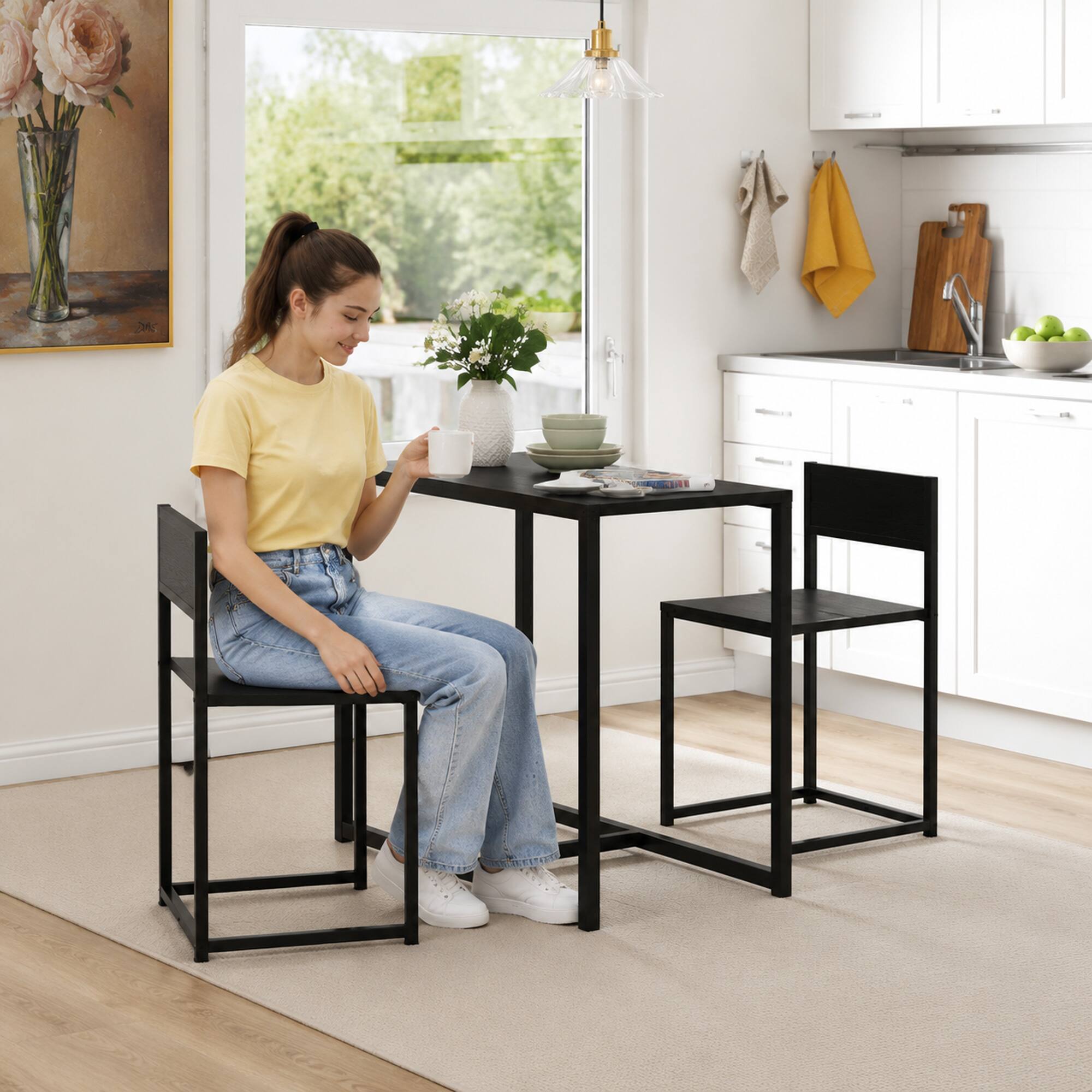 Alt View 1. Homcom - Dining Room Set - Black.