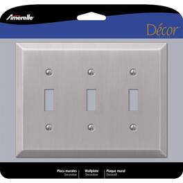 AMERELLE - Century Brushed 3 gang Stamped Steel Toggle Wall Plate 1 pk - Nickel