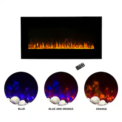 Front. Northwest - 36-Inch Electric Fireplace Wall Mounted - LED Fire and Ice Flame, Adjustable Heat, and Brightness with Remote (Black) - Black.