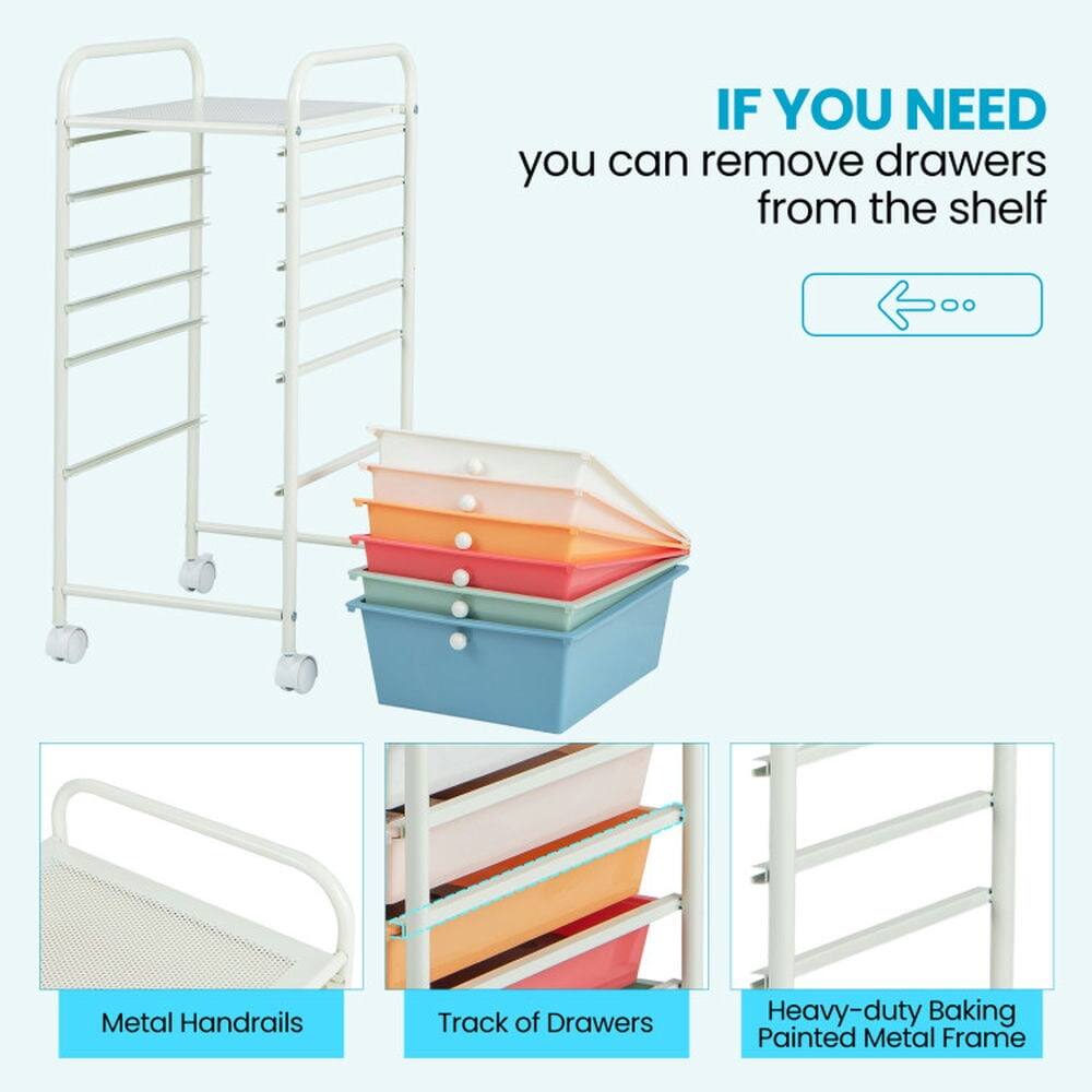 IF YOU NEED  
you can remove drawers from the shelf  

Metal Handrails  
Track of Drawers  
Heavy-duty Baking Painted Metal Frame