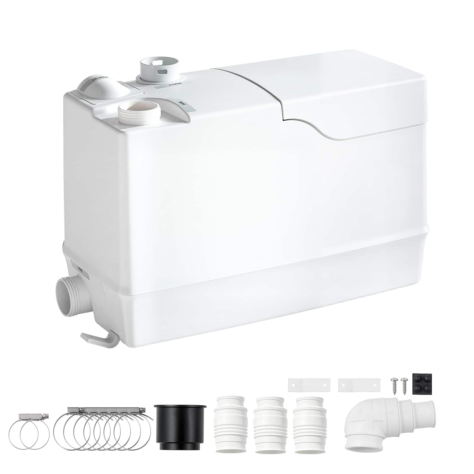 VEVOR - Utility Sink Pump 800W 12000L/h Flow 32.8 ft/10 m Head Macerator Pump, Waste Water Disposal Macerating Machine - White