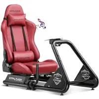 GTPlayer - Racing Simulator Cockpit with Seat and Bluetooth Speakers Sim Racing Cockpit - Winered - Front_Zoom