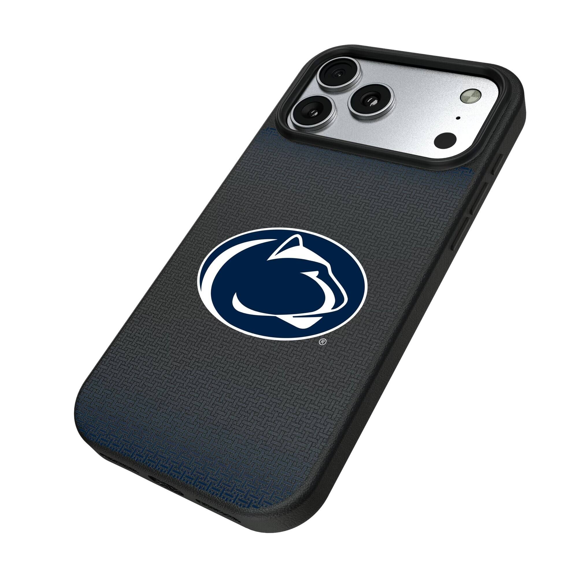 Alt View 1. Keyscaper - Penn State Nittany Lions Linen Logo iPhone Magnetic Bump Case - 17 - Black.