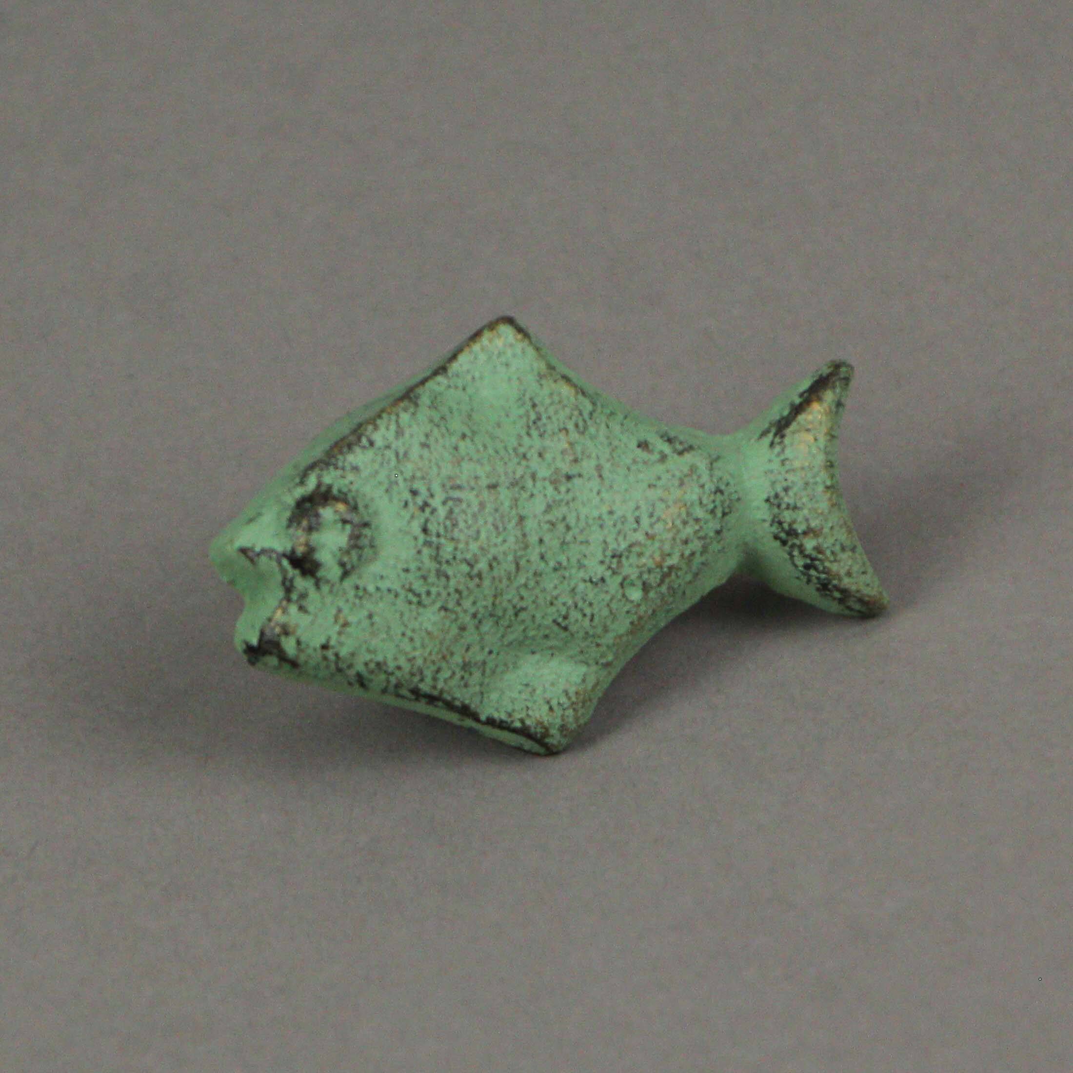 Alt View 2. J.D. Yeatts - Set of 6 Verdigris Green Cast Iron Fish Drawer Pulls Decorative Bathroom Cabinet Knobs - Green.