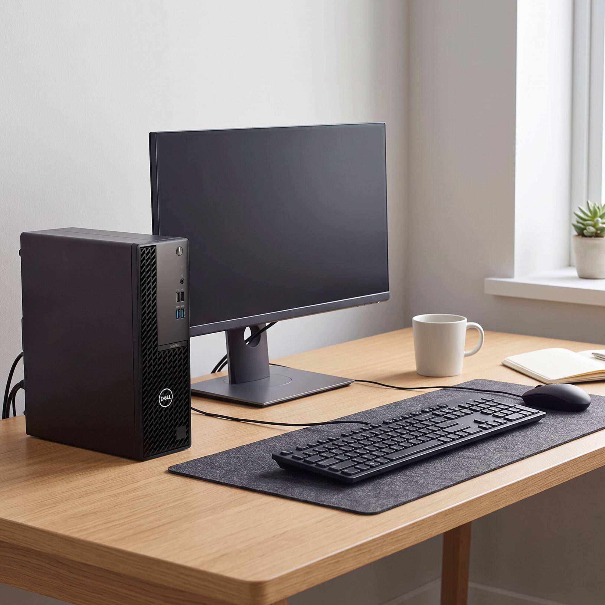 Alt View 2. Dell - OptiPlex 3000 Small Form Factor Desktop PC , Intel i5-12th Gen ,16GB RAM, 512GB SSD+ 1TB HDD , RGB KB & M , Wi-Fi ,Win11 - Black.