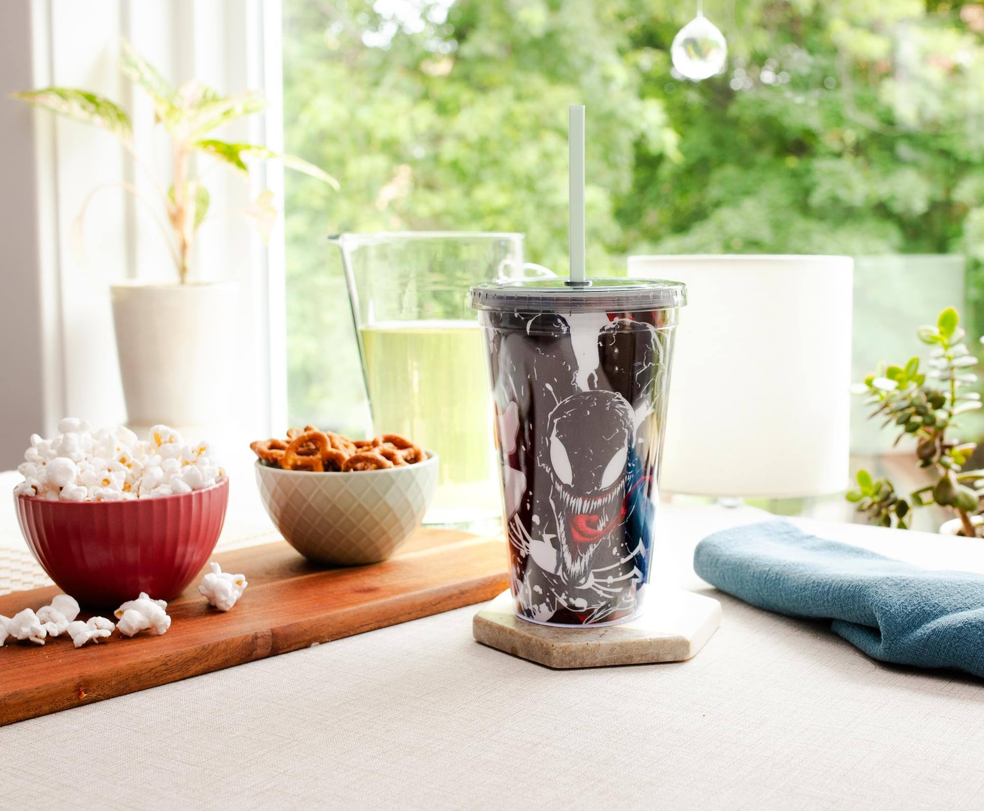 Alt View 2. Marvel - Marvel Spider-Man Vs. Venom Carnival Cup With Lid and Straw | Holds 20 Ounces - Black.