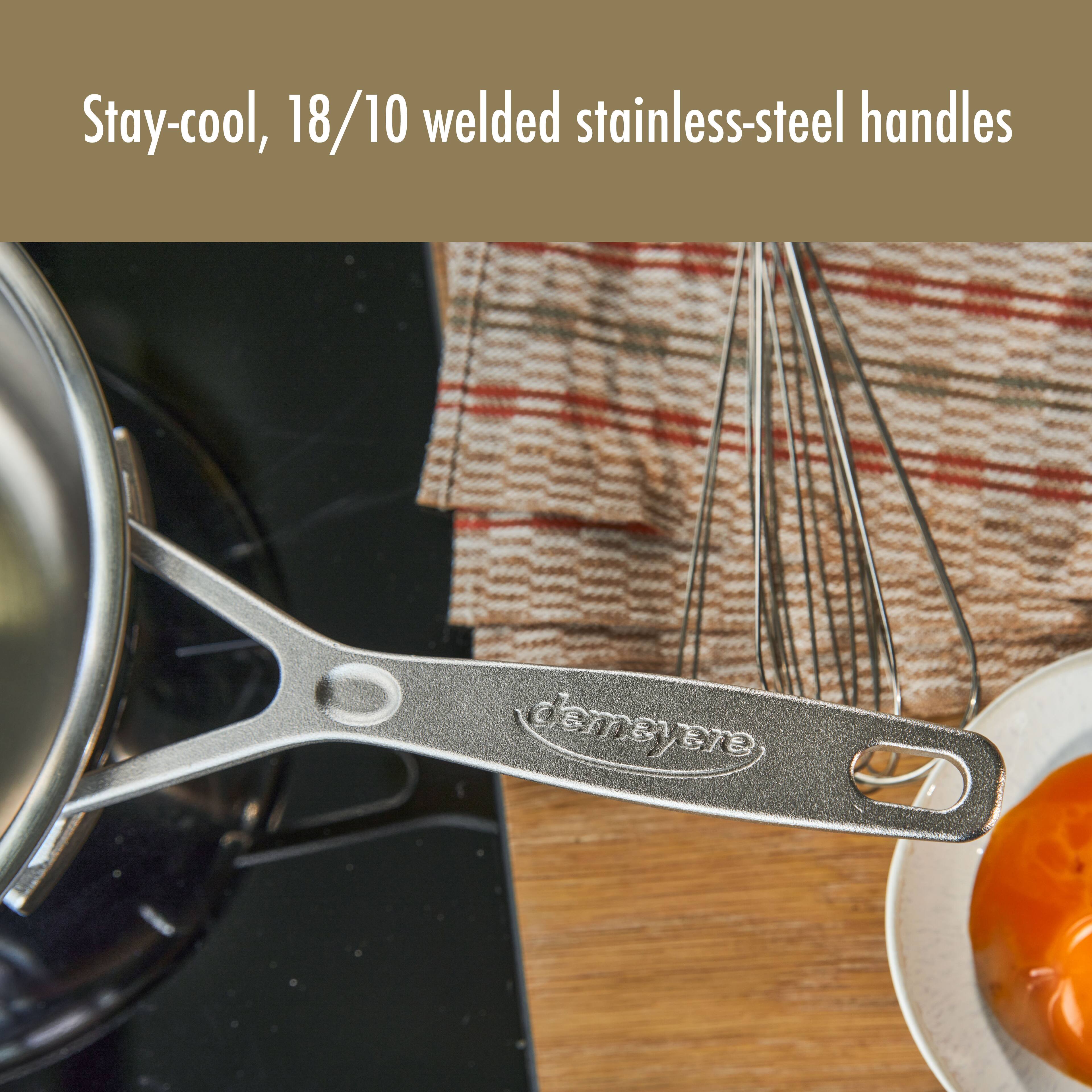 Stay-cool, 18/10 welded stainless-steel handles