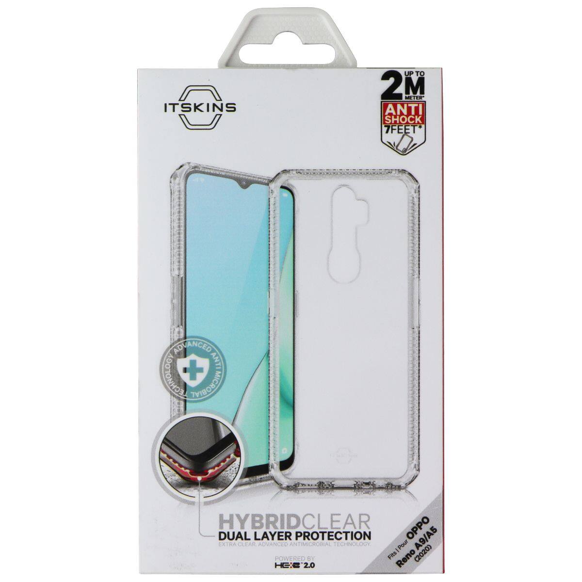 ITSKINS UP TO 2 METER ANTI SHOCK 7FEET ADVANCED + ANTI ECHO TECHNOLOGY MICROBIAL HYBRID CLEAR OPPO DUAL LAYER PROTECTION A9/A5 EXTRA CLEAR ADVANCED ANTIMICROBIAL TECHNOLOGY POWERED BY Pits Reno (2020) HCC 2.0