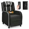 Front. Costway - Theater Style Massage Gaming Chair - White + Black.