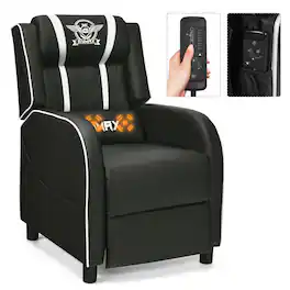 Costway - Theater Style Massage Gaming Chair - White + Black