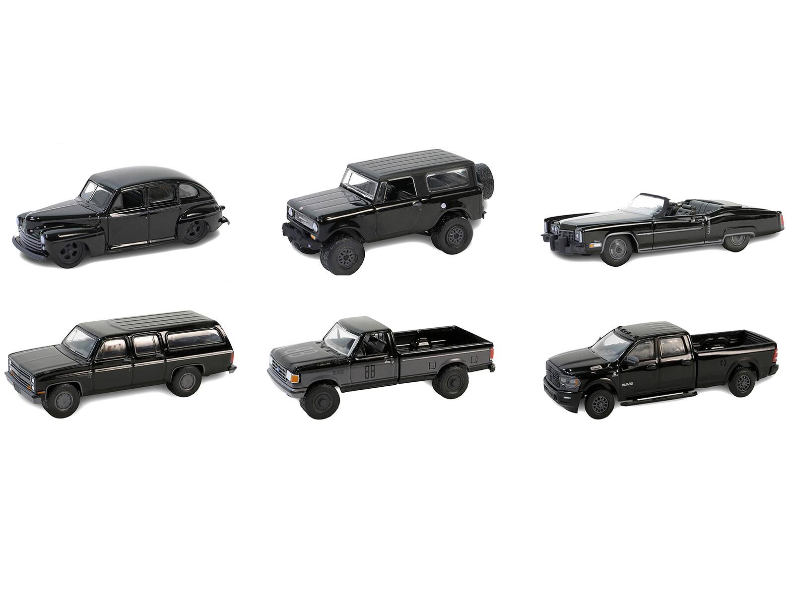 Angle. Greenlight - "Black Bandit" 6 piece Set Series 29 1/64 Diecast Model Cars by Greenlight - Black.