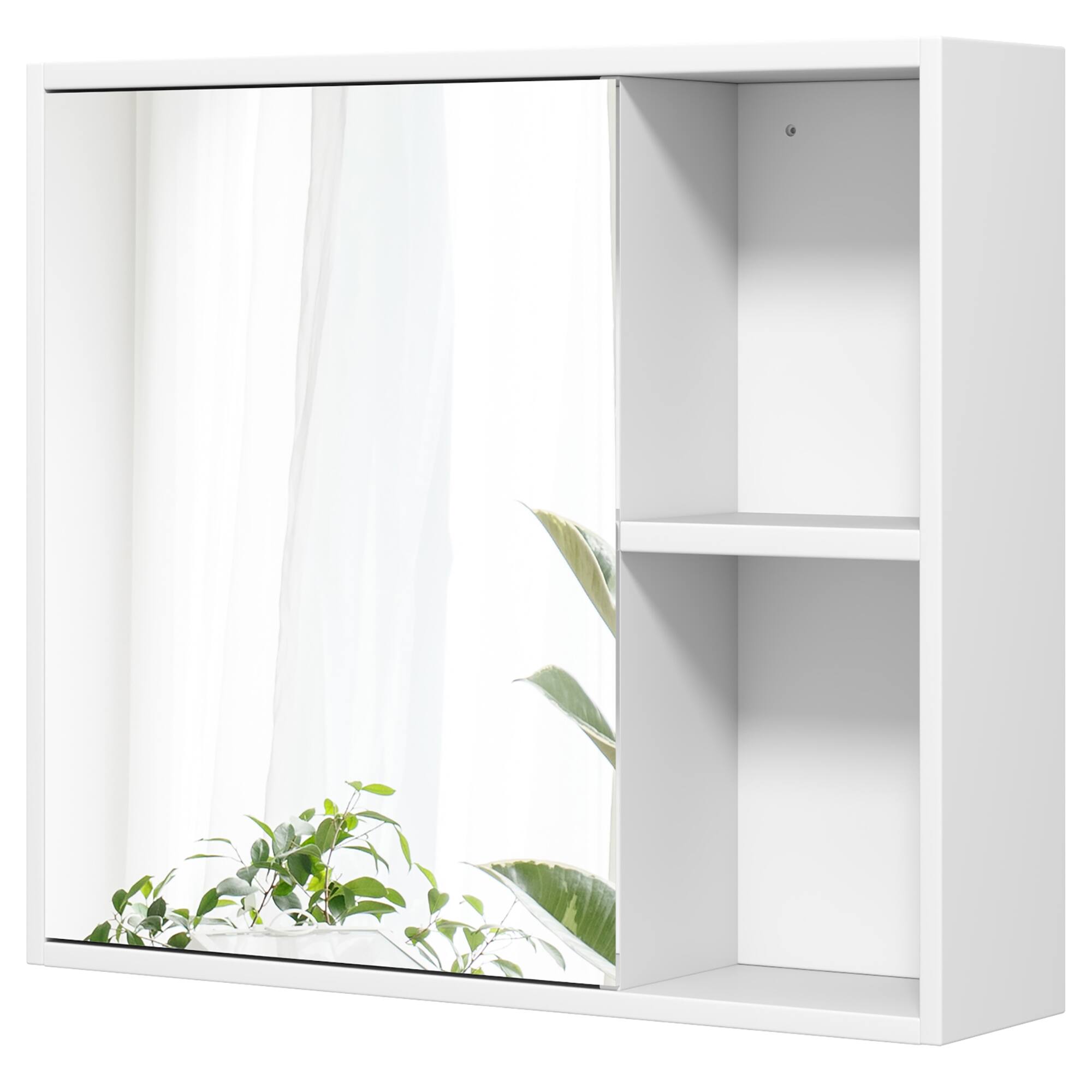 Alt View 9. Gymax - Gymax Bathroom Medicine Cabinet Wall Mounted Storage Organizer w/ Single Mirror Door White - White.