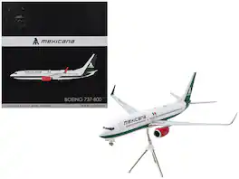 GeminiJets - Boeing 737-800 Commercial Aircraft Mexicana (XA-ASM) Stripes Gemini 200 Series 1/200 & Airplane - White with Green