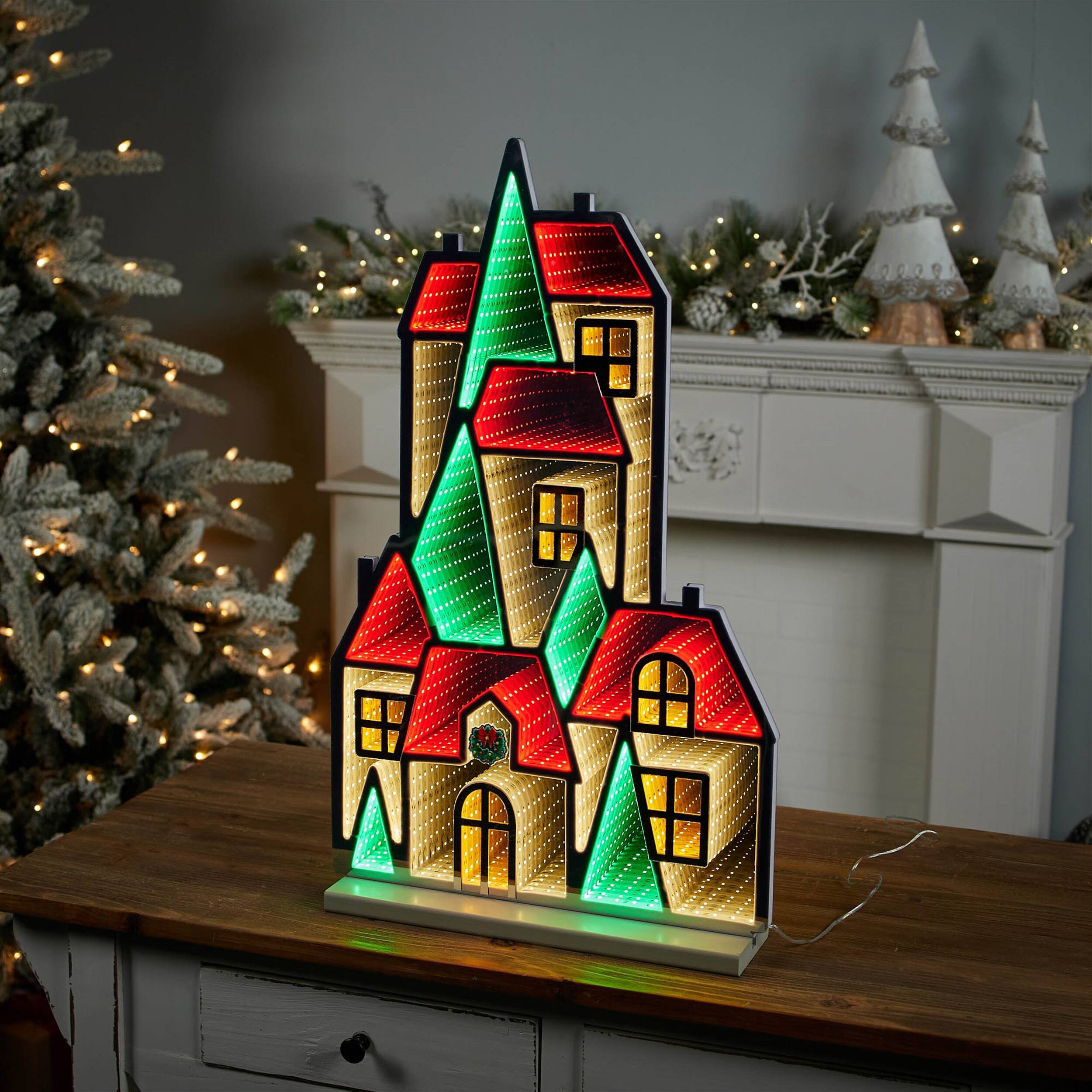 Angle. BreeBe - Winter Village Ekkolight 28"H - Red, White, Green.