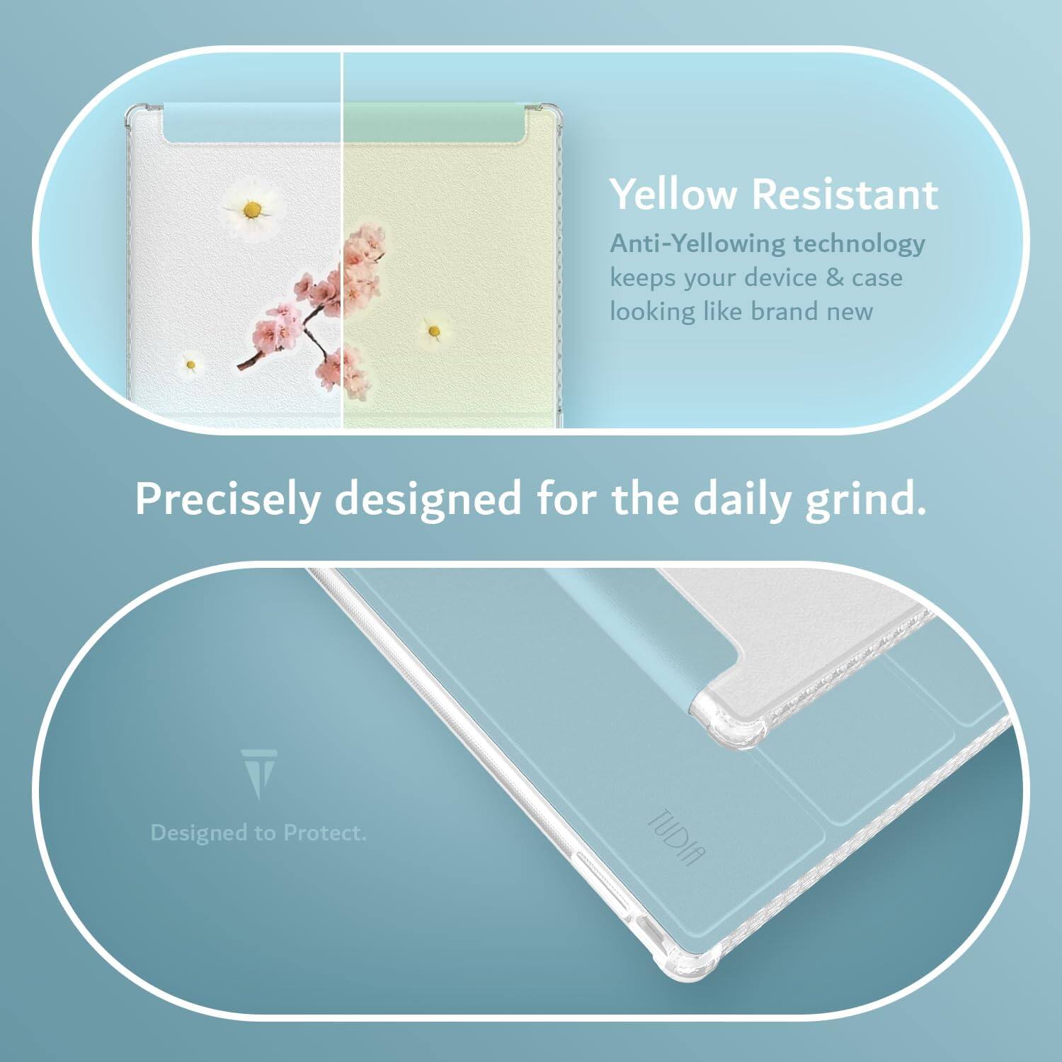 Yellow Resistant Anti-Yellowing technology keeps your device & case looking like brand new. Precisely designed for the daily grind. Designed to Protect. TUDIA