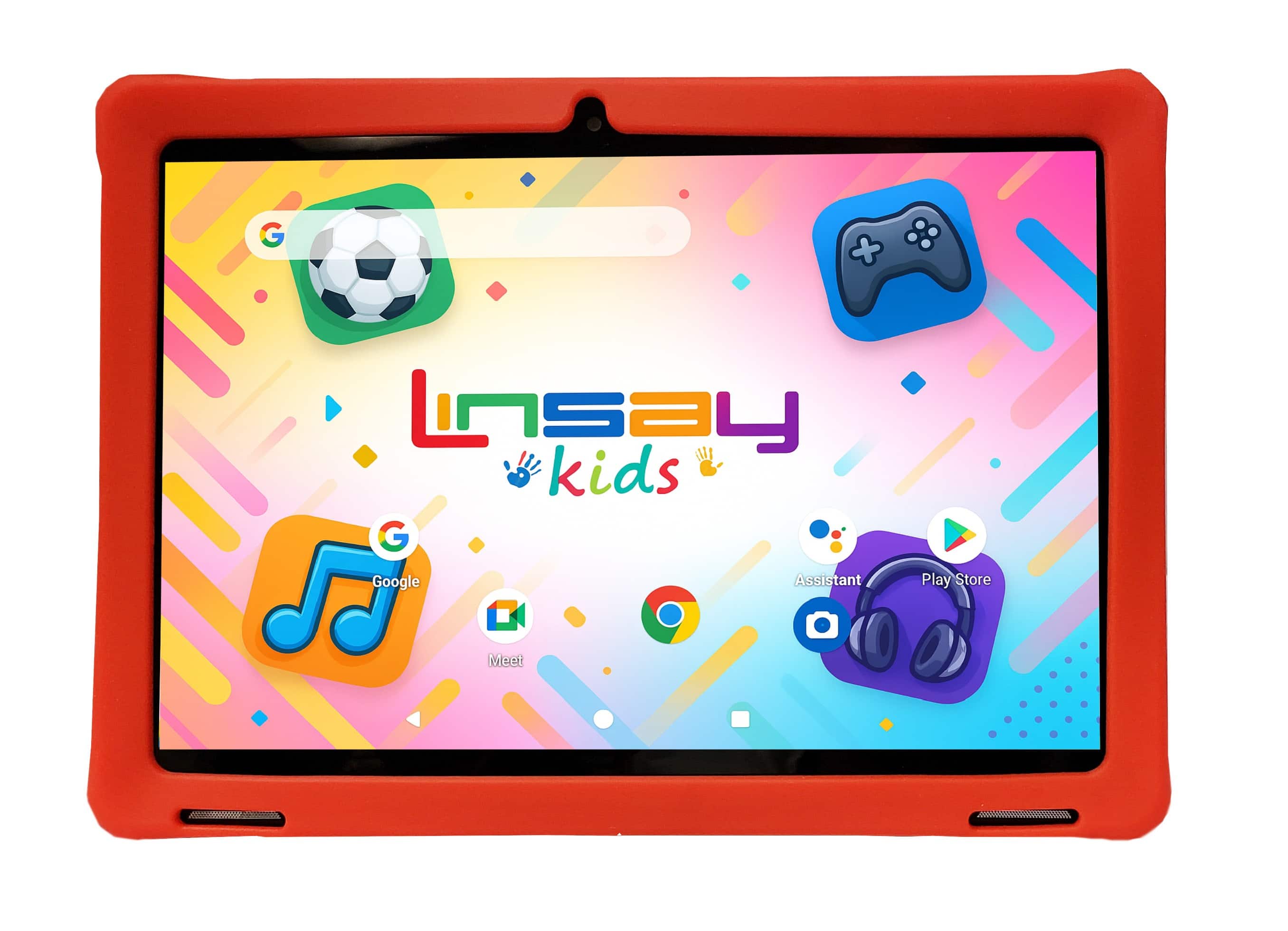 LINSAY - 10.1"Octa Core 256GB Storage Android 15 Tablet with Kids Defender Case - Red