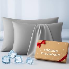 MAGICAL RUBS - Luxury Pillowcases Queen Size 2 Pack Stocking Stuffers Adults Q-max>0.4 Cool Touch For Hot Sleepers&night Sweats Bea - Silver Grey King (U.S. Standard)