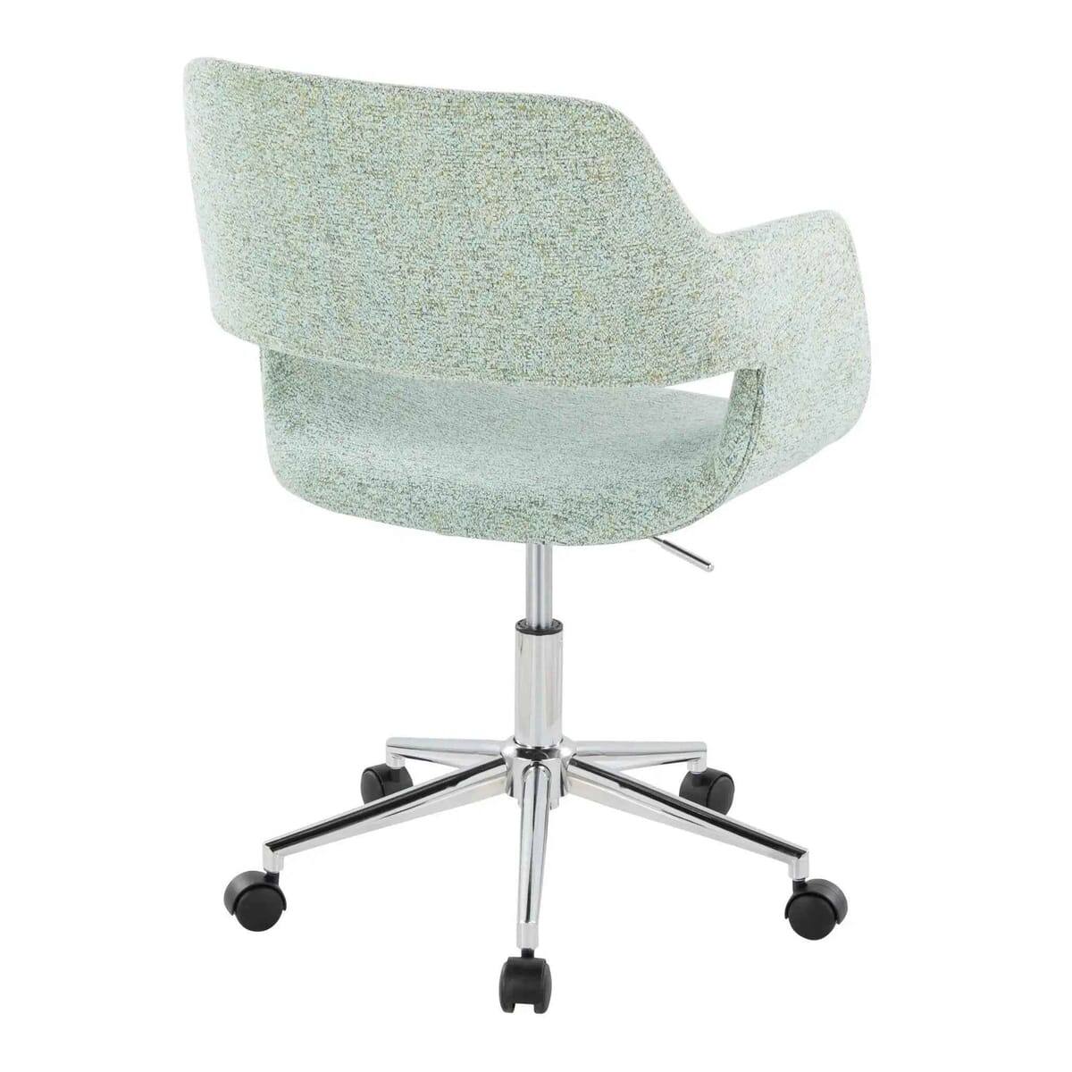 Left. LumiSource - Margarite Contemporary Task Chair In Chrome Metal Green - Green.