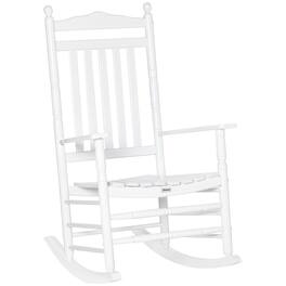 Outsunny - Traditional Wooden High-Back Rocking Chair for Porch, Indoor/Outdoor - White